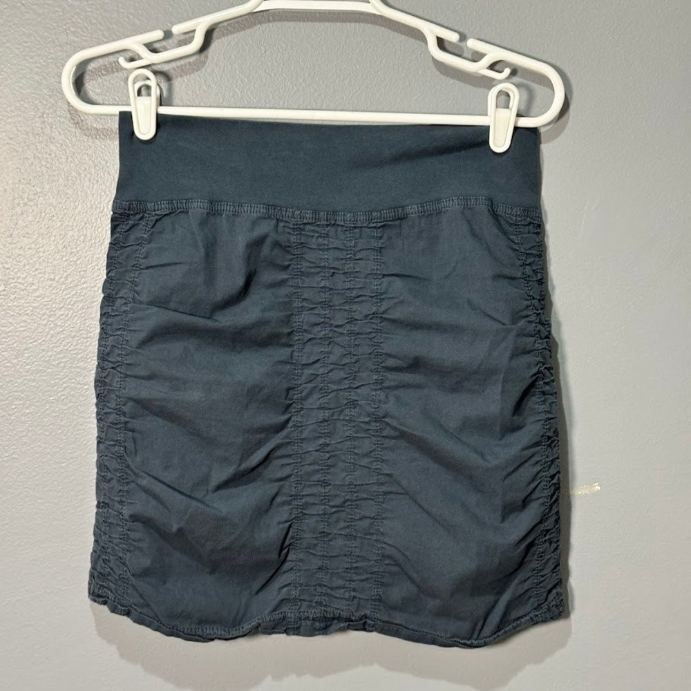 XCVI Wearables Ruched Mini Skirt Womens XS Gray Cotton Blend Boho Casual
